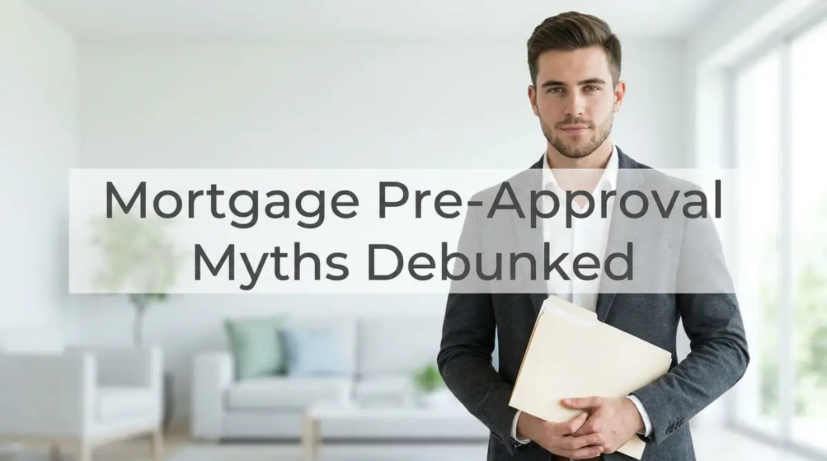 A smart young man reviewing home loan documents to debunk common mortgage pre-approval myths for real estate buyers.
