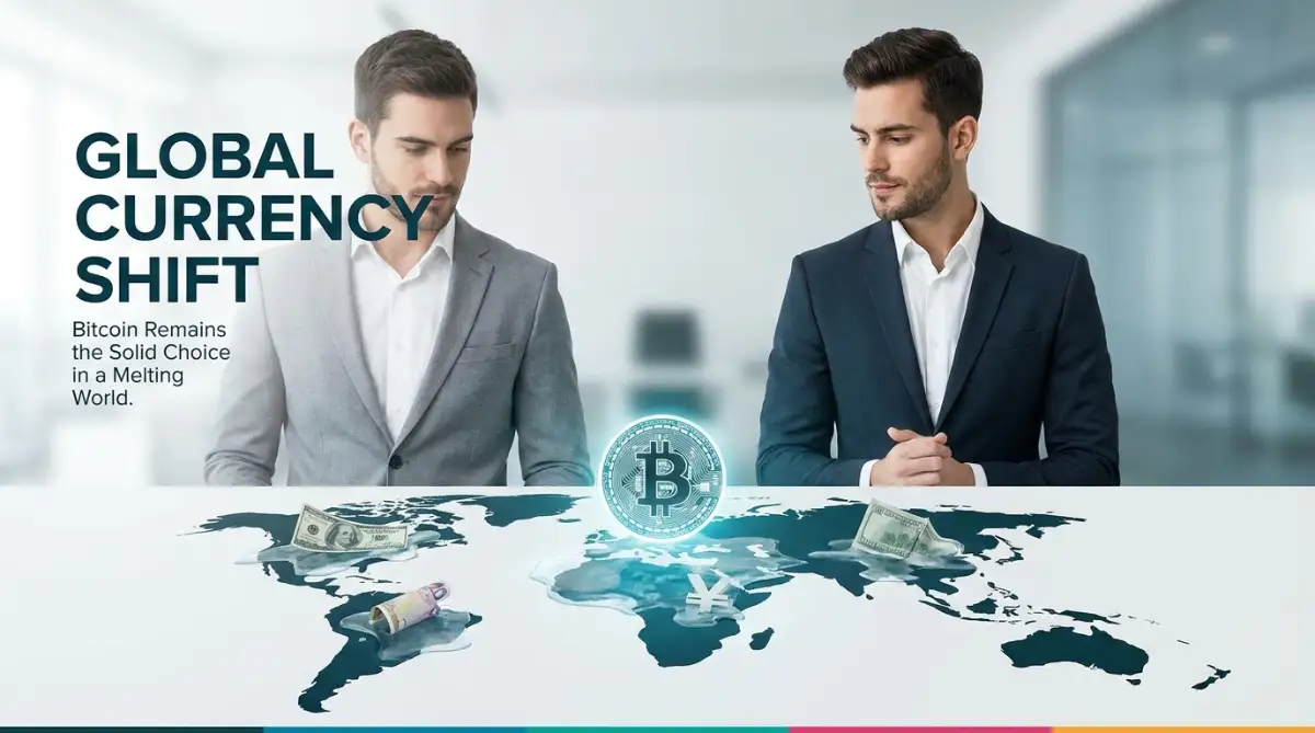 A smart male professional analyzing the direct correlation between global inflation and bitcoin valuation in a modern digital environment.