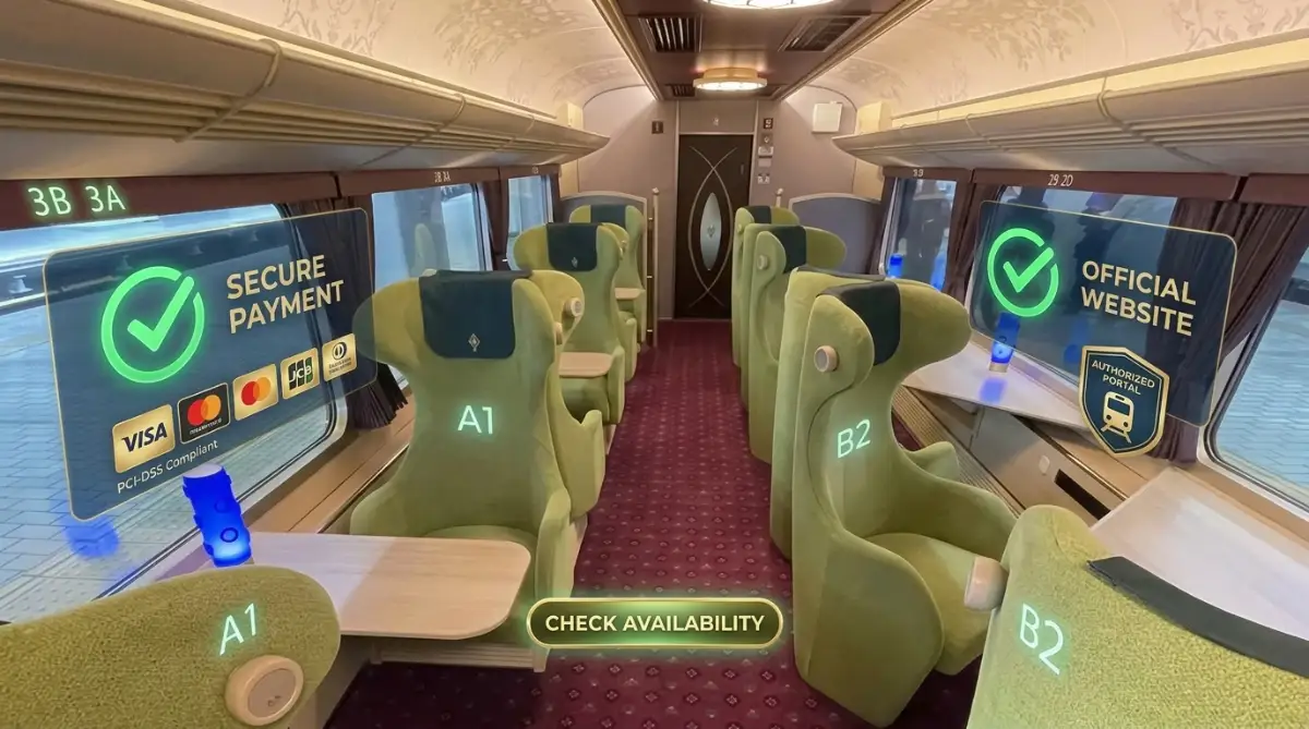 A relaxed traveler sleeping comfortably inside a modern overnight sleeper train cabin while traveling long distances.
