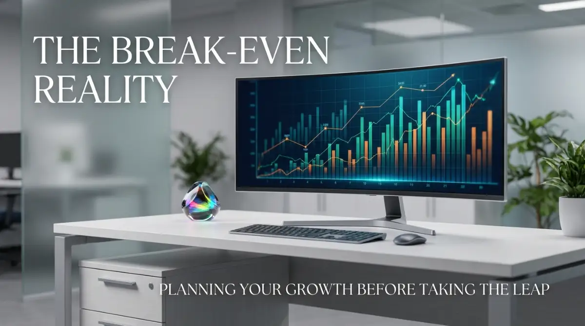 A professional business owner analyzing financial charts to find the break even point before expanding operations.